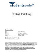 Critical Thinking Samenvatting 