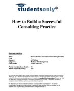 How to Build a Successful Consulting Practice Samenvatting 