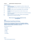 Summary Hospitality Operations Performance First Impression