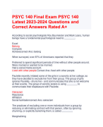 PSYC 140 Final ExamPSYC140Latest Questions and Correct Answers Rated A