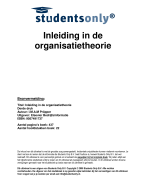 Inleiding in de organisatietheorie Samenvatting 