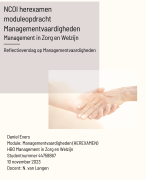 NCOI herexamen Managementvaardigheden  - Management in Zorg en Welzijn - reflectieverslag op managem