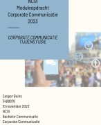 NCOI moduleopdracht Corporate Communicatie 2023 - Geslaagd cijfer 8 met alle bijlagen en veel theori