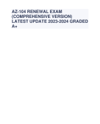 AZ-104 RENEWAL EXAM (COMPREHENSIVE VERSION) LATEST UPDATE 2023-2024 GRADED A+