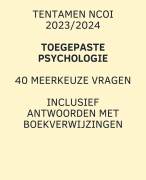 Oefen tentamen Toegepaste Psychologie NCOI Module Sociale Psychologie 2023/2024 - vragen en antwoorden