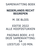 Samenvatting Nederlands Recht Begrepen Editie 2022 - alle hoofdstukken - M. de Blois