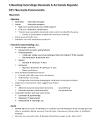 Samenvatting Hoorcolleges Neuronale  Hormonale Regulatie