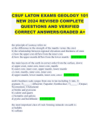 CSUF LATON EXAMS GEOLOGY 101 NEW 2024 REVISED COMPLETE QUESTIONS AND VERIFIED CORRECT ANSWERS/GRADED A+ 