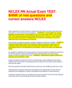 NCLEX RN Actual Exam TESTBANK of real questions and correct answers NCLEX