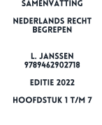 Samenvatting Nederlands Recht Begrepen - L. Janssen - Editie 2022 - Hoofdstuk 1 tm 7
