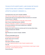 TEXAS STATE MORTUARY LAW EXAM DETAILED QUESTIONS AND CORRECT ANSWERS 2024 UPDATE ALREADY GRADED A+.