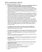 Samenvatting leerdoelen RCA blok D
