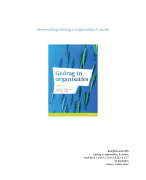 Samenvatting gedrag in organisaties, A-cluster, hoofdstuk 1t/m9, 12t/m14, 16 en 177