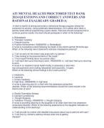 ATI MENTAL HEALTH PROCTORED TEST BANK  2024 QUESTIONS AND CORRECT ANSWERS AND  RATIONALES|ALREADY GRADED A|