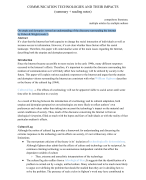 IBCOM YEAR I - Communication Technologies and their Impacts (CM1007)