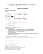 College aantekeningen Neuropsychological Rehabiliation and Treatment (PSMNB-5)