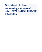 Cost Control / Cost accounting and control tutor 2024 LATEST UPDATE GRADED A+