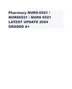 Pharmacy NURS-6521 / NURS6521 / NURS 6521 LATEST UPDATE 2024 GRADED A+