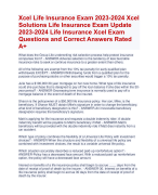 Xcel Life Insurance Exam 2023-2024 Xcel  Solutions Life Insurance Exam Update  2023-2024 Life Insurance Xcel Exam  