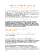 Samenvatting \'Wie is de Homo Sapiens\' voor \'Inleiding tot de psychologie\'