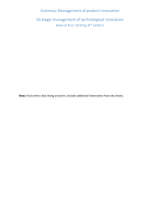 Summary Strategic Management of Technological Innovation