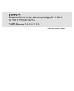 Summary PART 1: Fundamentals of human Neuropsychology (Kolb & Whishaw, 2015) 