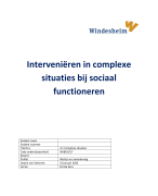 EvL 4.1  Interveniëren in complexe situaties bij sociaal functioneren HBO Social Work 