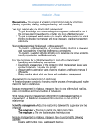 Management and Organization Summary 