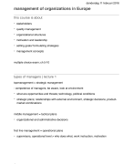 notes on Management of Organizations in Europe 
