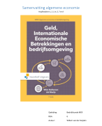 Samenvatting algemene economie (geld, internationale economische betrekkingen en bedrijfsomgeving) Bedrijfskunde MER blok 6