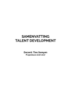 Samenvatting Talent Development Periode 2, jaar 1 (P) 2016-2017