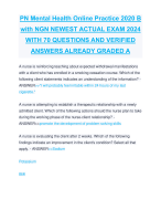 PN Mental Health Online Practice 2020 B with NGN NEWEST ACTUAL EXAM 2024  WITH 70 QUESTIONS AND VERIFIED  ANSWERS ALREADY GRADED A