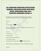 NV CERTIFIED PESTICIDE APPLICATOR  GENERAL PRACTICE EXAM WITH REAL  STUDY QUESTIONS AND 100%  VERIFIED ANSWERS/RATED A+