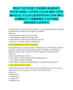 POST LICENSE COURSE (BARNEY  FLETCHER) LATEST EXAM 2024 WITH  300 REAL EXAM QUESTIONS AND 100%  CORRECT VERIFIED ANSWERS  GRADED A(NEW!!)
