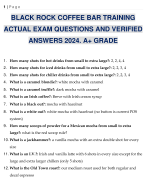 BLACK ROCK COFFEE BAR TRAINING ACTUAL EXAM QUESTIONS AND VERIFIED ANSWERS 2024. A+ GRADE