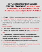 APPLICATOR TEST FOR ILLINOIS, GENERAL STANDARDS 100 QUESTIONS AND CORRECT DETAILED ANSWERS (VERIFIED ANSWERS) ALREADY GRADED A
