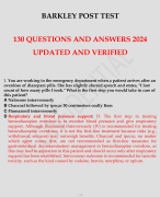 BARKLEY POST TEST 130 QUESTIONS AND ANSWERS 2024