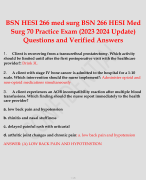BSN HESI 266 med surg BSN 266 HESI Med Surg 70 Practice Exam (2023 2024 Update) Questions and Verified Answers