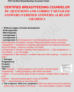 CERTIFIED BREASTFEEDING COUNSELOR 50+ QUESTIONS AND CORRECT DETAILED ANSWERS (VERIFIED ANSWERS) ALREADY GRADED A
