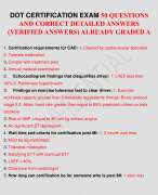 DOT CERTIFICATION EXAM 50 QUESTIONS AND CORRECT DETAILED ANSWERS (VERIFIED ANSWERS) ALREADY GRADED A