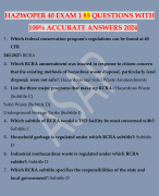 HAZWOPER 40 EXAM 1 85 QUESTIONS WITH 100% ACCURATE ANSWERS 2024
