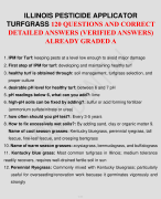 ILLINOIS PESTICIDE APPLICATOR TURFGRASS 120 QUESTIONS AND CORRECT DETAILED ANSWERS (VERIFIED ANSWERS) ALREADY GRADED A