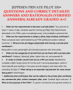 JEPPESEN PRIVATE PILOT 100+ QUESTIONS AND CORRECT DETAILED ANSWERS AND RATIONALES (VERIFIED ANSWERS) ALREADY GRADED A+!!