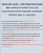 NACE CIP LEVEL 1 CBT PRACTICE EXAM 189 COMPLETE EXPERT SOLVED QUESTIONS WITH VERIFIED ANSWERS NEWEST 2024. A+ GRADED