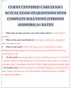 CLIENT CENTERED CARE EXAM 1 ACTUAL EXAM 135 QUESTIONS WITH COMPLETE SOLUTIONS (VERIFIED ANSWERS) A+ RATED