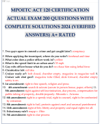 MPOETC ACT 120 CERTIFICATION ACTUAL EXAM 200 QUESTIONS WITH COMPLETE SOLUTIONS 2024 (VERIFIED ANSWERS) A+ RATED