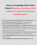 Texas Cvo Knowledge Exam (Texas Rules) Sr Questions Exam Newest 2024 Complete 75+ Questions And Correct Detailed Answers