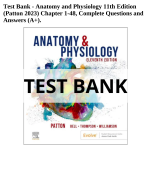 Test Bank - Anatomy and Physiology 11th Edition (Patton 2023) Chapter 1-48 , All Chapters.