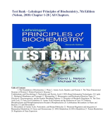 Test Bank - Lehninger Principles of Biochemistry, 7th Edition (Nelson, 2018) Chapter 1-28 All chapters.