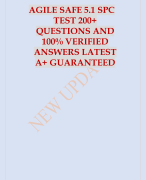 AGILE SAFE 5.1 SPC TEST 200+ QUESTIONS AND 100% VERIFIED ANSWERS LATEST A+ GUARANTEED